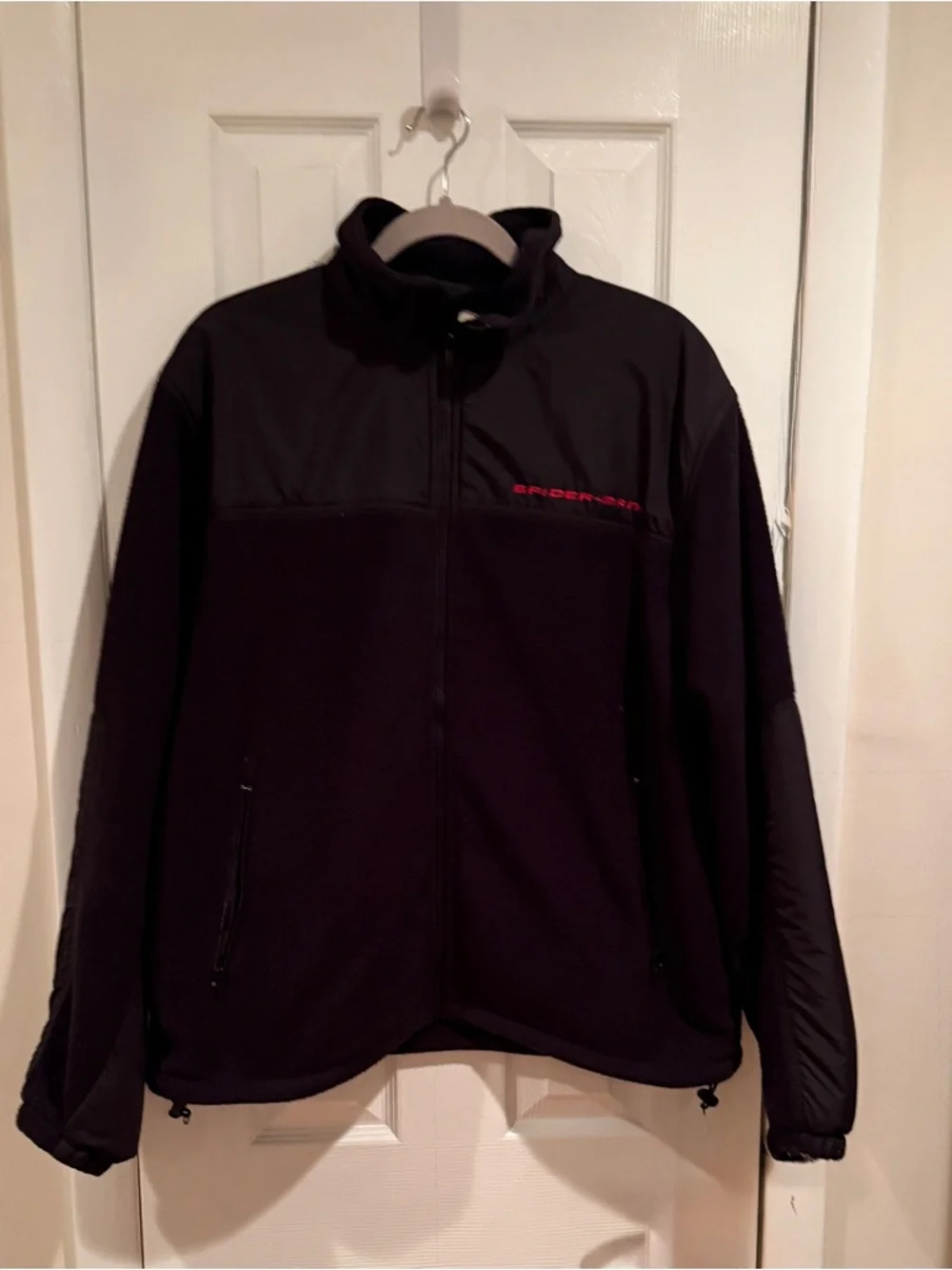 SONY PICTURES Black SPIDER MAN embroidered Fleece Jacket, L